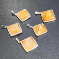Golden Healer Quartz Pyramid Pendant (Silver Plated) Gemstone Jewelry Necklace Supply