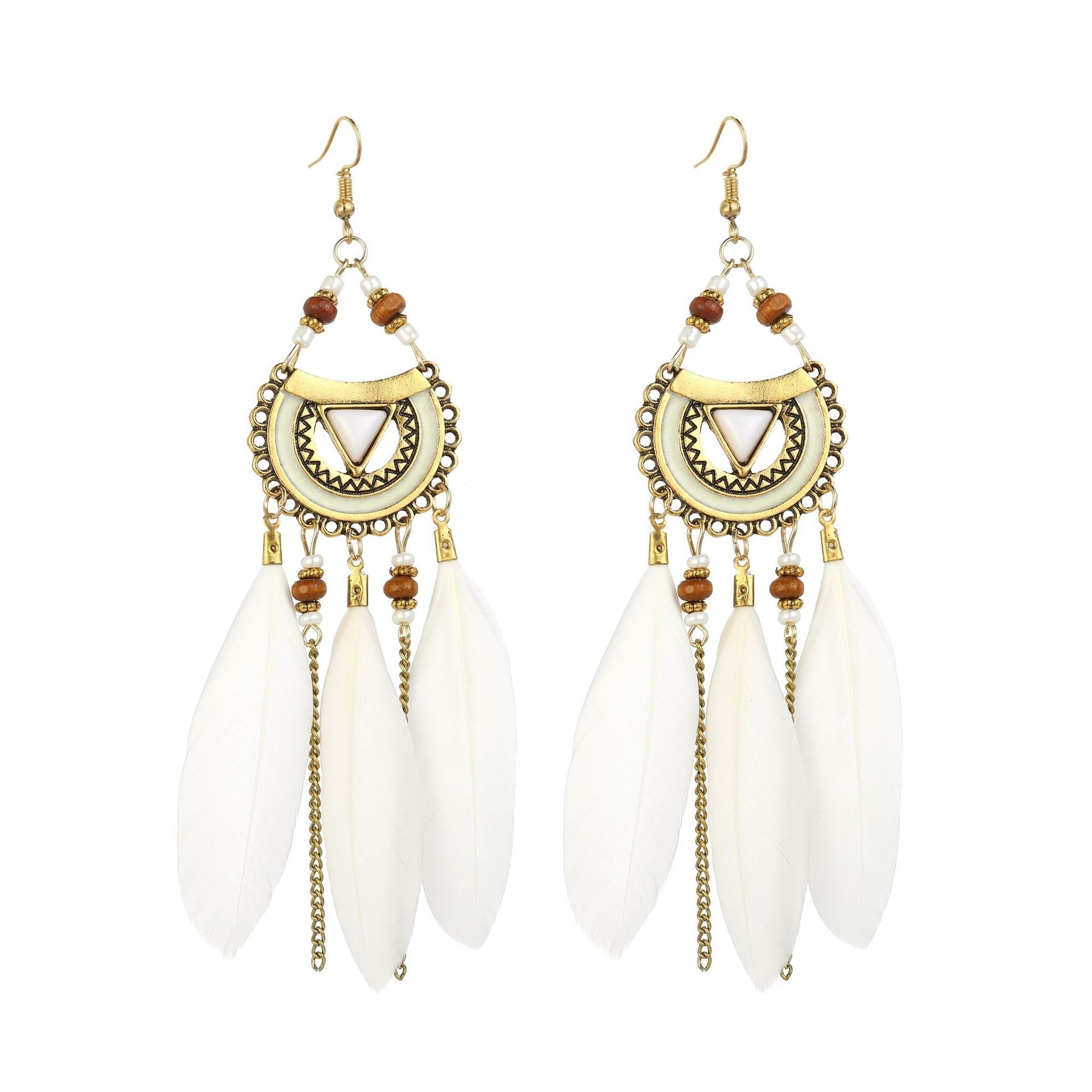 Eardrops Water Drop Feather Jewelry Retro Ethnic Style Earrings