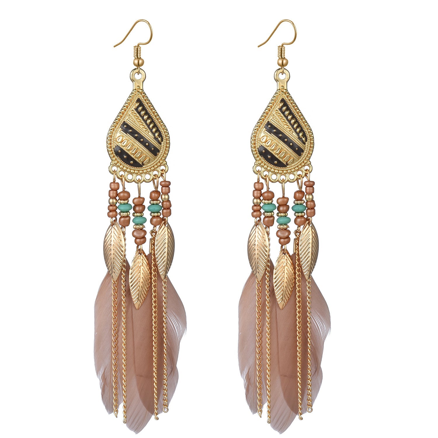 Eardrops Water Drop Feather Jewelry Retro Ethnic Style Earrings