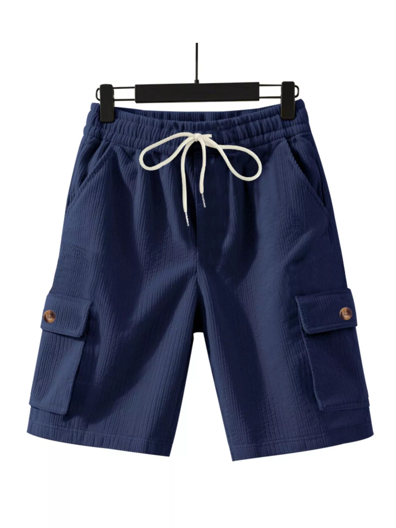 Men's Full Size Casual Textured Drawstring Cargo Shorts Plus Size