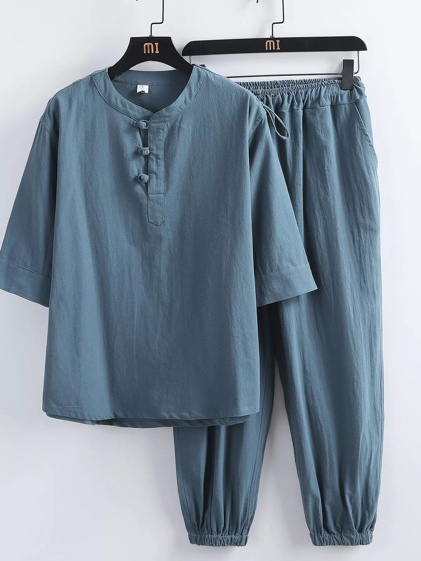 Men's Plus Size 3/4 Sleeve Top and Pants Set