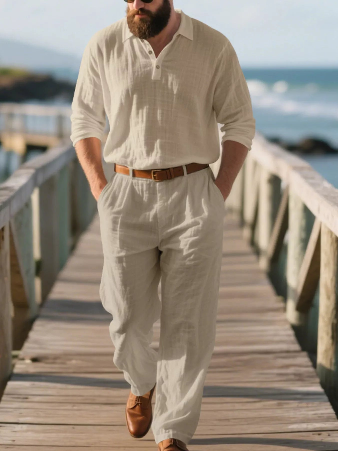 Men's Full Size Long Sleeve Top and Pants Set Plus Size