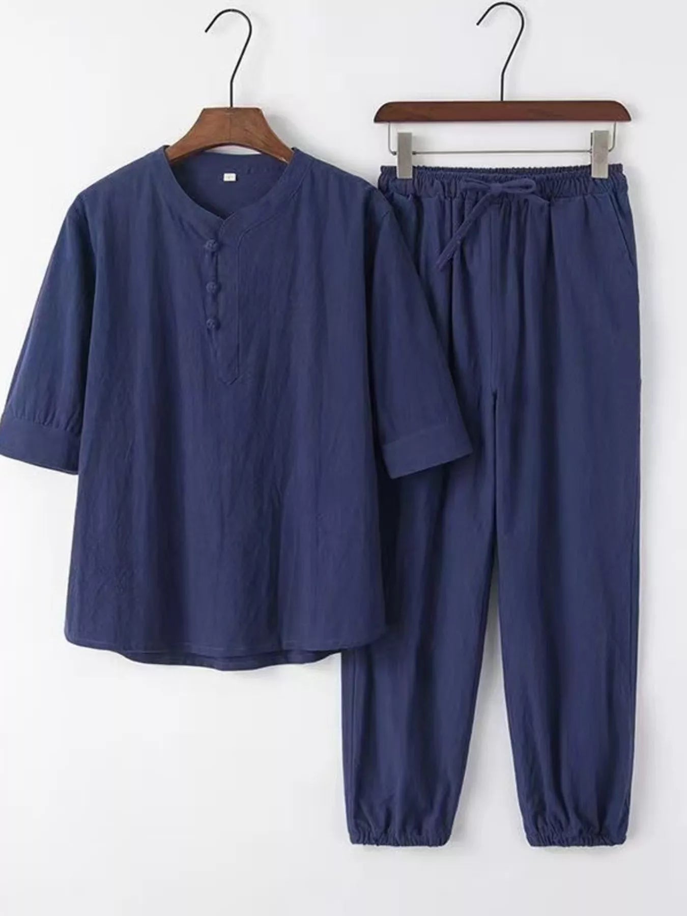 Men's Plus Size 3/4 Sleeve Top and Pants Set