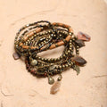 Boho Stone and Bead Stack of 10 Bracelets | Stretch Stackable Jewelry