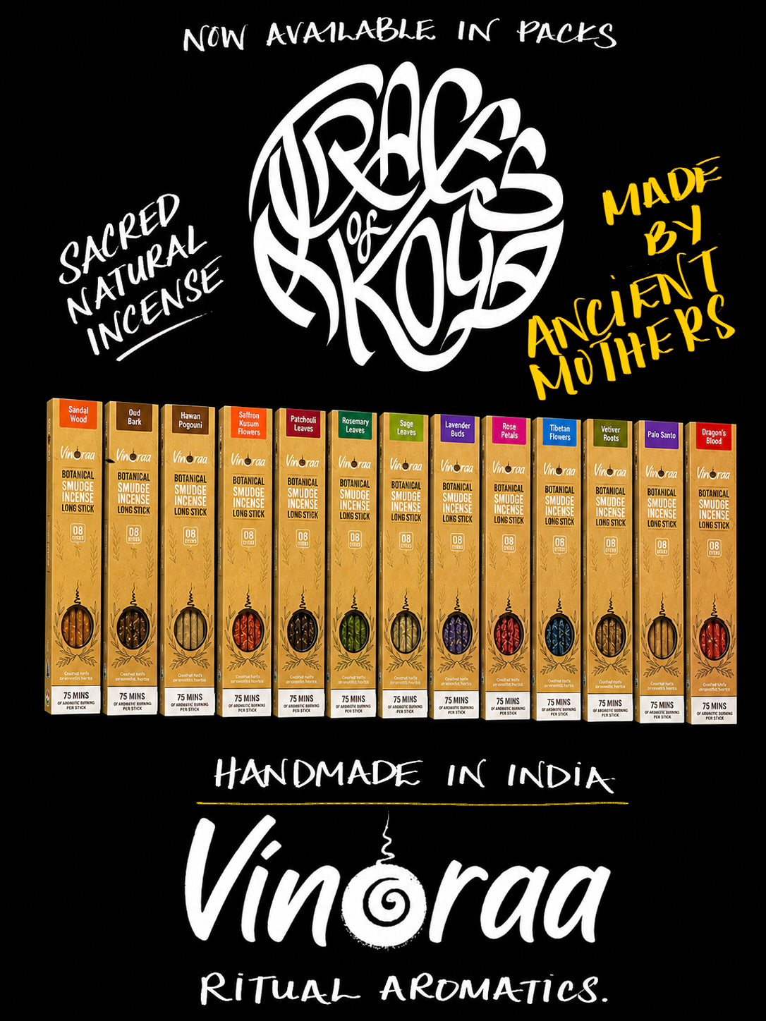 Vetiver Root | 8 Sacred Natural Incense Sticks |