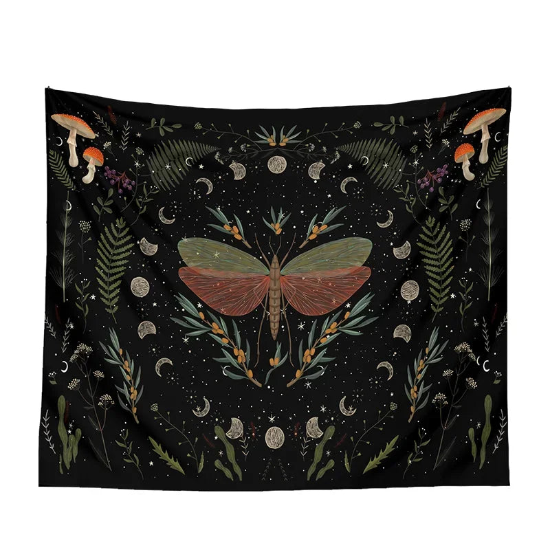 Moon Phase Black Tapestries