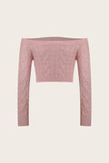Cable-Knit Off-Shoulder Long Sleeve Sweater