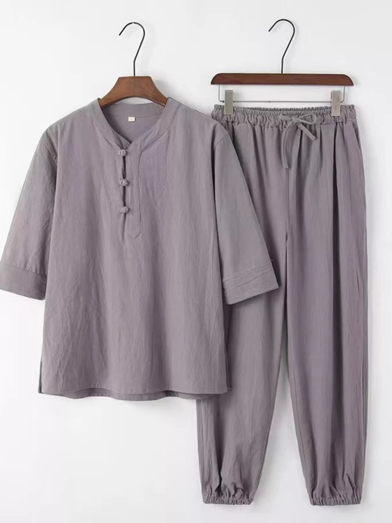 Men's Plus Size 3/4 Sleeve Top and Pants Set