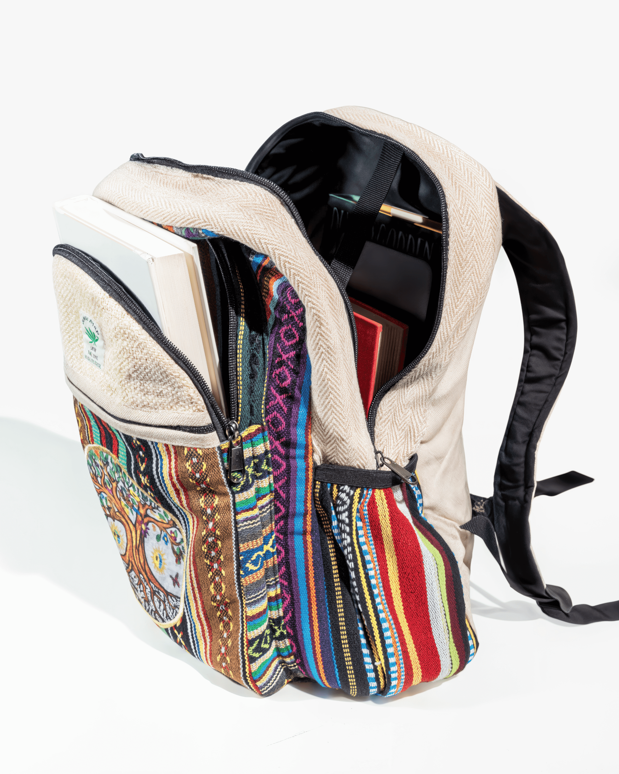 Kathmandu Collection Handmade Cotton and Hemp Tree of Life Backpack