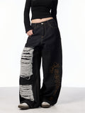 Retro Embroidered Wide-Leg Jeans