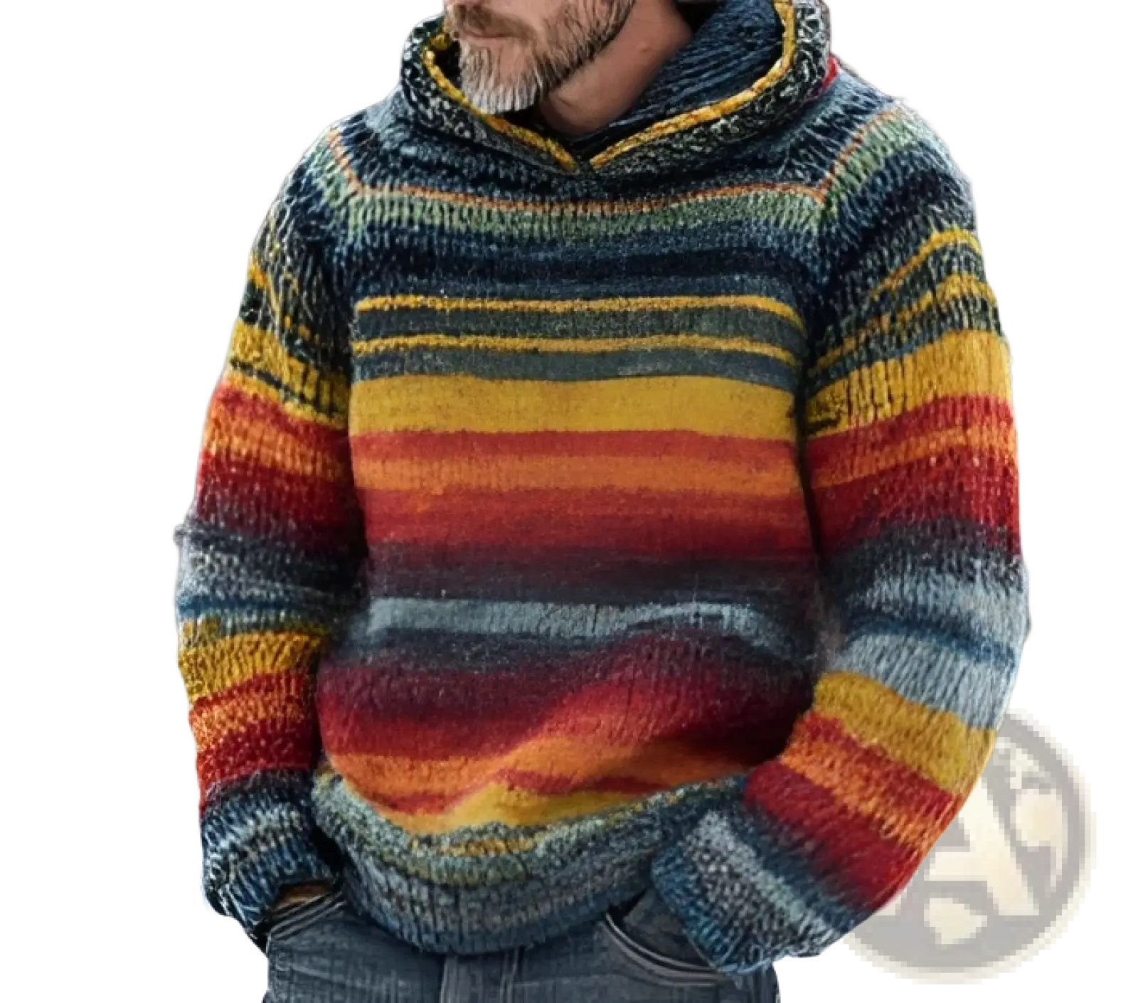 Vintage Patchwork Chunky Knit Oversized Hoodie
