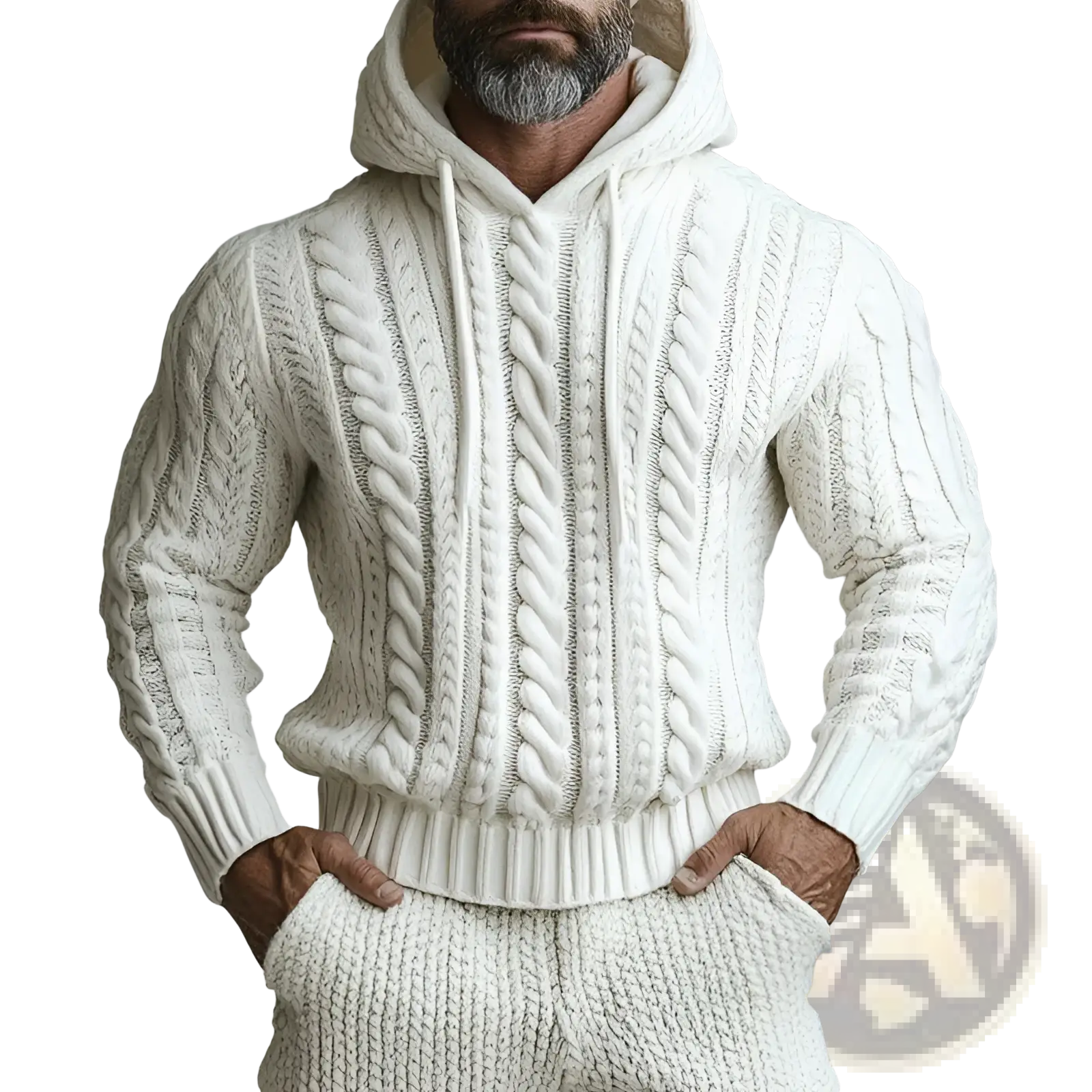 Vintage Patchwork Chunky Knit Oversized Hoodie